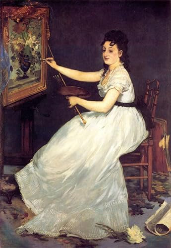 WYKUJMYTO Kunst Gemälde Poster Kunstwerke Berühmte Leinwand Drucken Porträt Von Eva Gonzalès Von Edouard Manet Kunstdrucke Leinwand für Wohnzimmer Dekoration 60x90cm