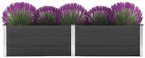 Festnight Hochbeet WPC 250x100x54 cm Hochbeete für Garten Balkon Terrasse Kräuterbeet Pflanzkübel Gemüsebeet Hochbeet Grau Blumenkasten Pflanzkasten