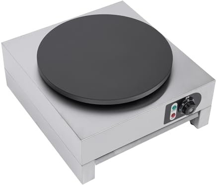 Crepesmaker, 40 cm Crepes Maker, 3000 W, piastra crepes in acciaio inox, rivestimento antiaderente, pratica spatola in legno, strumento per la preparazione di pancake, frittelle per uova, crepes,