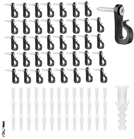 Syylqyr 80 PCS Screw in Hooks for Wood Set Fence Hooks for Outdoor Lights with Expansion Tubes for Hanging Decorations for Garden and Home Use