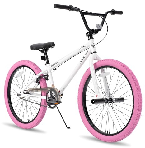 JOYSTAR Gemsbok 24 Zoll Kinder Freestyle Fahrrad für Jungen & Mädchen im Alter von 9-13 Jahren, 24 Zoll Kinderfahrräder mit Ständer,weiß