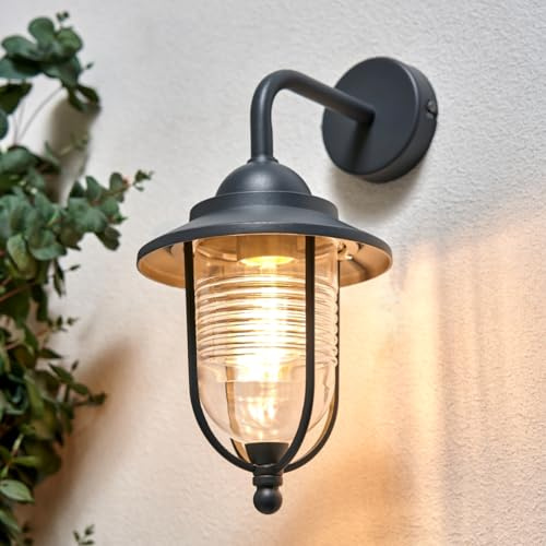 CGC Lighting Outdoor Wall Light Lantern Fisherman Traditional Arch Lamp E27 IP44 Garden Porch Terrace Patio (Grey)