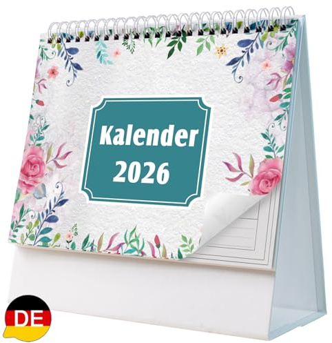 AEYAKA Tischkalender 2026 - Kalender 2026 von November 2025 bis Dezember 2026, 20 x 20.5cm Deutsch A06 (Weiß 26)
