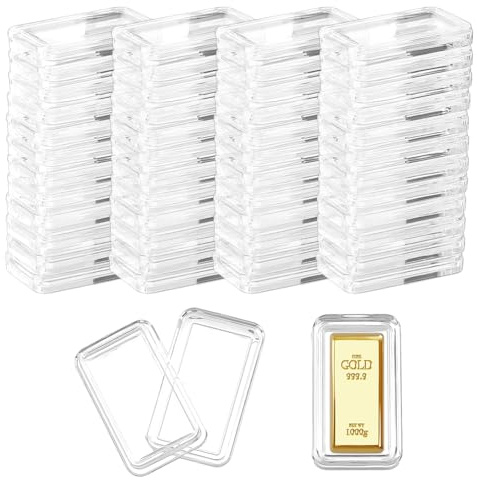 FINGERINSPIRE 50 Stück Acryl Silberbarrenhalter 3x1.5cm Innendurchmesser Durchsichtige Rechteckige Acrylbox Transparenter Aufbewahrungsbehälter Für Silberbarren Schützender Münzhalter Sammlerbehälter