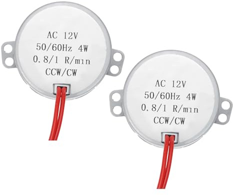 QUARKZMAN Motore Sincrono AC 12V Motore Elettrico 0.8-1RPM 50-60HZ CCW/CW 4W Doppio Albero Maschio Piatto Basso Consumo Basso Rumore Motori Per Artigianato E Ventilatore Elettrico, 2 Pz