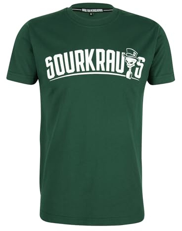 SOURKRAUTS T-Shirt SK Rainforest in Größe M – Sportliches Unisex Baumwollshirt in Grün mit Statement-Print