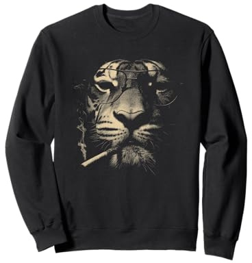 Cooler Tiger mit Brille kantige Katze Tier Grafik Kunst Sweatshirt