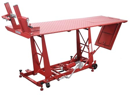 BIKE IT Hydraulic Motorcycle Mechanics Garage Workshop Lift Table Heavy Duty Bench 450kg Max Load (1000lbs)