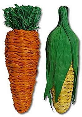 Rosewood Boredom Breaker Jumbo Play Veg Carrot & Corn, Rabbit Toy & Toy for Small Animals