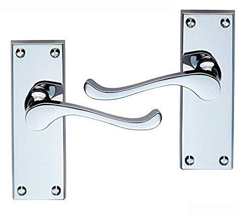 Victorian Scroll Door Handles Lever Latch 118 x 40mm - Polished Chrome Premium Quality