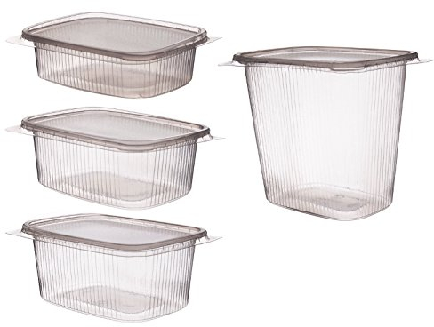 50 Verpackungsbecher, eckig 300 ml klar mit Deckel Feinkostbecher