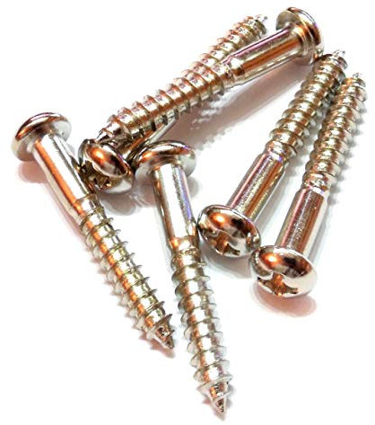 6x Guitar bridge or tremolo fixing screws dome head in chrome 3.5mm x 25mm