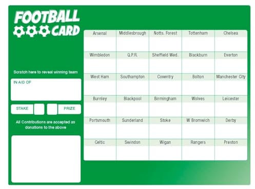Thomas & Anca Club Supplies Ltd Football Fundraising Cards 30 Teams Pack of 10 CARDS