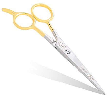 Fine Lines Hairdressing Scissors 5.5in - Stainless Steel Hair Cutting Scissor for Beginners - Gold-Plated Handle & Hook - Barber Scissors for Men & Women - Salon/Home Use Hairdresser Shears