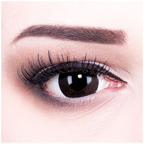 Farbige schwarze Funnylens Mini Sclera Black Out 17mm Kontaktlinsen inkl. 60 ml Pflegemittel und Behälter, weich ohne Stärke, 2er Pack - Top-Markenqualität perfekt zu Halloween oder Karneval