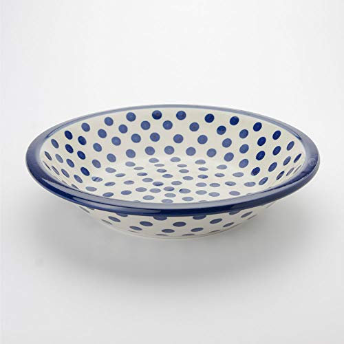 Polish Pottery 21.5cm Pasta Dinner Bowl - Small Blue Dot