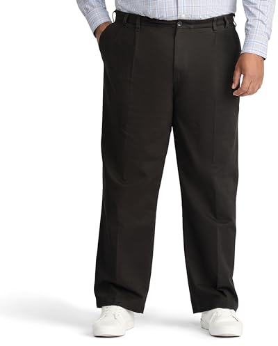 IZOD Herren Big and Tall Performance Stretch Plissee Hose, schwarz, 44W / 30L