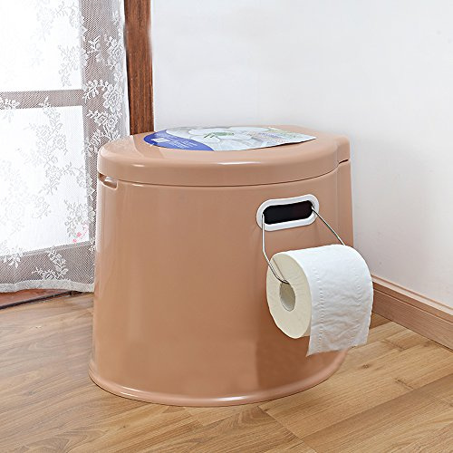 Denny International 【LIGHT WEIGHT】 Large 6L Compact Portable Toilet Potty Loo with Washable Basket and Toilet Roll Holder for Pool Party Camping Caravan Picnic & Festivals