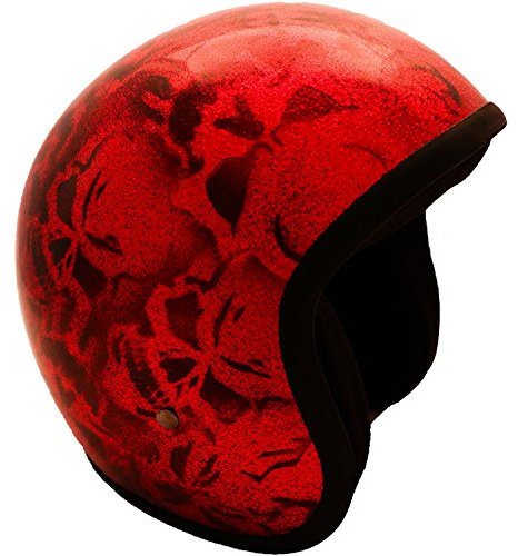 PI Wear Jet Super Flake Skulls Red sehr kleiner und schmaler Jethelm * auffälliges Design * keine ECE (M)