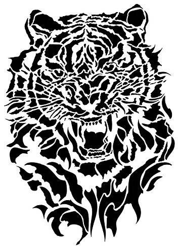Ideen mit Herz Laser-Kunststoff-Schablone, DIN A4 | perfekt geeignet für Textilgestaltung, Wandgestaltung, Fenster, Papier, Scrapbooking, Kinder, Basteln, DIY (Tiger)