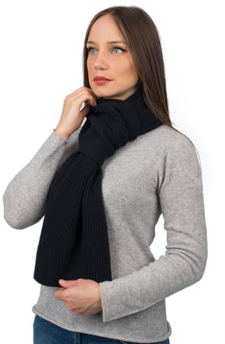 Dalle Piane Cashmere - Gerippter Schal aus 100% Kaschmir - Made in Italy - für Mann/Frau, Farbe: Blau, Einheitsgröße