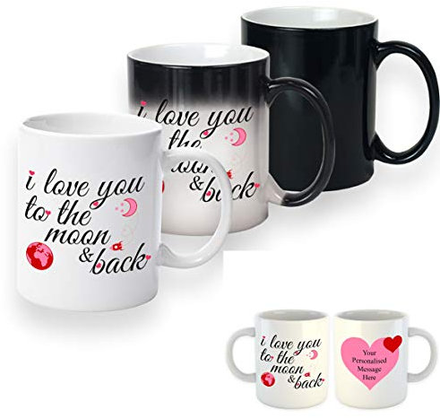 Magic Mug Personalised Colour Changing Mug I Love You to The Moon and Back Valentine's Day