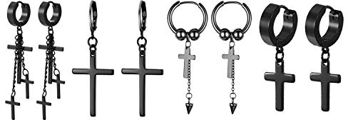 Aroncent Kreuz Ohringe Unisex Hip Hop Ohrstecker Punk Stil Creolen Ohrschmuck 4 Paare
