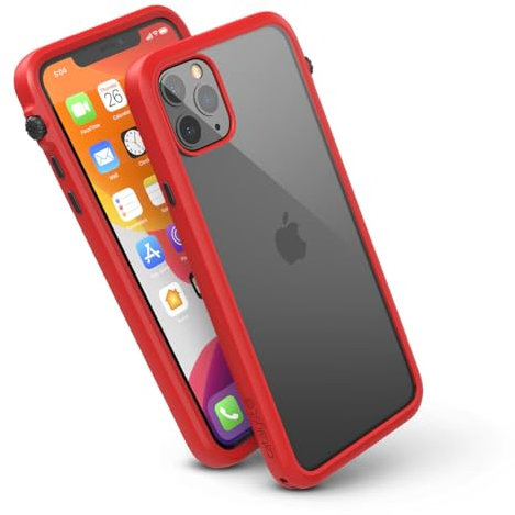 Catalyst - Case For iPhone 11 Pro Max Case with Clear Back, Heavy Duty 10ft Drop Proof, Truss Cushioning System, Rotating Mute Switch Toggle, Compatible with Wireless Charging, Lanyard Included - Red
