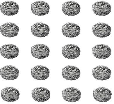Stainless Steel Scourers Scouring 20 Pcs Scrubber Washing Dishe Cleaning Wire Metal Sponge Pad Resuable