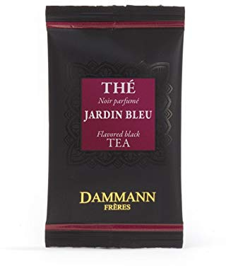Dammann Jardin Bleu - Thé noir parfumé à la rhubarbe et aux fraise, 24 sachets cristal - Dammann Frères