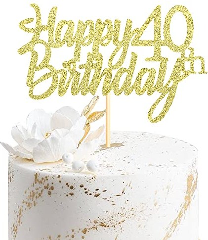 Sumerk 1 Stück Happy 40th Birthday Cake Topper Glitter 40.Geburtstag Tortendeko 40 Geburtstag 40th Geburtstagskerzen Cake Topper Tortendeko für mann frauen