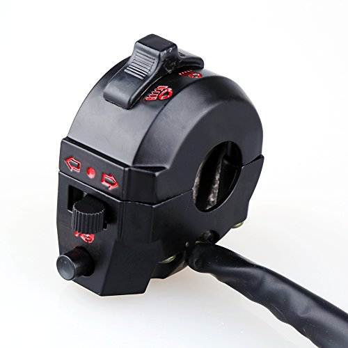 Interruttore universale per moto Indicatori di direzione Pulsanti per manubrio Set interruttori per indicatori di direzione per moto Luce anabbagliante nera Interruttore a sinistra Comando per manubri