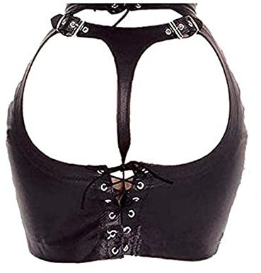 Lingerie Sexy européenne et américaine, Cuir élastique, Jupe Fesses Courtes en Simili Cuir, Jupe Fesses serrées (Noir)