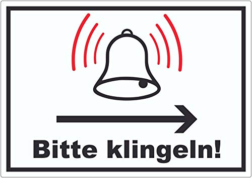 Bitte klingeln Pfeil rechts Aufkleber A9 (37x52mm)