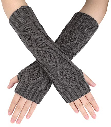 Armstulpen Winter Damen Handschuhe Fingerlos Fäustlinge Mädchen Armwärmer Gestrickt Armhandschuhe Langarm Winterhandschuhe Warm Handwärmer Retro Strickhandschuhe Daumenloch Stulpen Arm Handgelenk