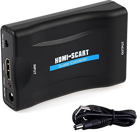 BaofuA HDMI SCART Adapter HDMI In SCART Out Audio Adapter Kompatibel 1080P HDMI zu SCART Video Wandler HDMI to SCART Adapter mit USB-Kabel unterstützt PAL/NTSC-Formate
