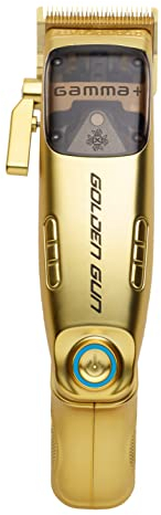 GAMMAPIU' GOLDEN GUN Collectors Edition, Rasoir électrique pour homme Gold, Tondeuse professionnelle, Lame Fade 45mm en Titane Doré, Moteur 10'000 RPM, Batterie Lithium-ion, 5 peignes