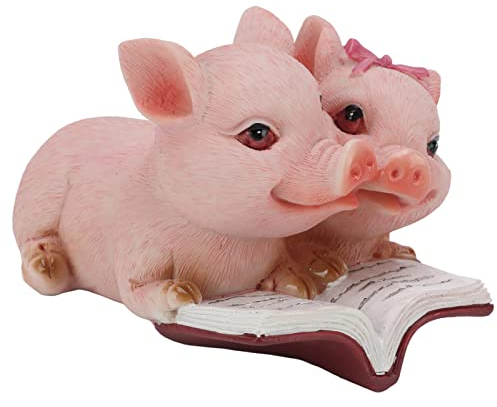 Buachois Schwein Figur, Handbemalt Niedlich Paar Schweinchen Deko Tierfigur Lustige Skulptur im Drinnen und Draußen, Kunstharz Rasen Ornamente Statuen für Garten und Haus