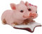 Schwein Figur, Handbemalt Niedlich Paar Schweinchen Deko Tierfigur Lustige Skulptur im Drinnen und Draußen, Kunstharz Rasen Ornamente Statuen für Garten und Haus