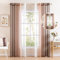 MIULEE 2er Set Voile Vorhang Zweifarbiger Vorhang mit Ösen Transparente Gardine Ösenschal Fensterschal Lichtdurchlässig für Schlafzimmer, 140x215cm, Weiß Hellkaffee