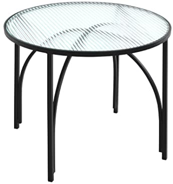 HAKU Möbel Beistelltisch schwarz, Metall, Sicherheitsglas - Maße: H 40 cm x Ø 50 cm, Style: Modern