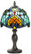 Lampe Tiffany Bleu 8 Pouces Rétro Tiffany Lampe en Verre avec Abat-Jour en Vitrail Artisanal et Base en Métal pour Décorer la Chambre à Coucher le Salon le Bureau