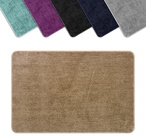 Vinsani Bath Mat Non Slip Bathroom Mat Thickened Fluffy Microfiber Machine Washable Shower Rug Ultra Soft Water Absorbent For Home Bathroom Kitchen – Beige (60 x 90cm)