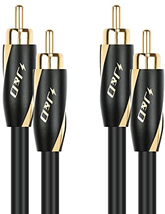J&D Audiophiles Cavo RCA Audio Stereo 24 AWG, 2RCA Maschio a 2RCA Maschio, Subwoofer Placcato Oro per Casa Teatro, HDTV, Amplificatori, Sistemi Hi-Fi, Altoparlanti, 0,9 Meter