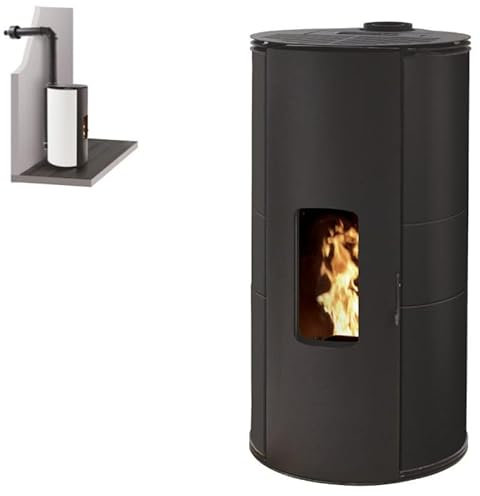 INTERSTOVES - Pack INTERSTOVES Poêle à granules GIULIA 9 Etanche sortie Concentrique sur le dessus + Kit Conduit Ventouse (sortie façade) - Noir