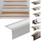 KARAT Perfil de borde de escalera en forma de L de aluminio, 1 pieza, 134 x 3 x 3,5 cm, preperforado, plateado para parqué y laminado, incluye material de montaje, perfil de borde de escalón en 3