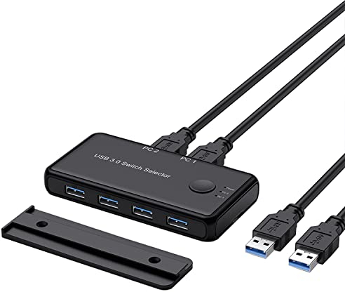 KVM Switch, eppfun USB 3.0 Switch 2PC 2 In 4 Out, USB Umschalter, eine Maus/Tastatur für 2 pcs gleichzeitig