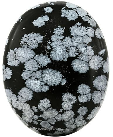 Snowflake Obsidian Crystals and Healing Stones - Large Palm Stone Crystals Piedra - Crystal for Good Luck, Positive Energy, Meditation - Unique Stocking Stuffers and Birthday Gifts for Women, Men