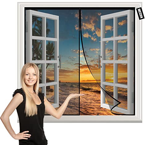 Zanzariera Per Finestra 100x70cm Nero Zanzariere Scorrevoli Rete Anti Insetti Magnetica Anti-Zanzare per Porte Camera da Letto Casa mani libere