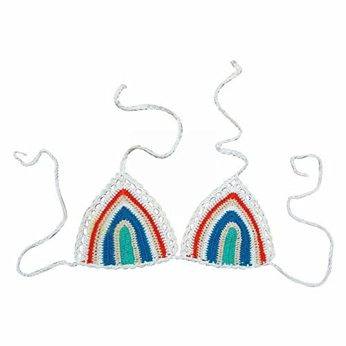 Costume da Bagno Estivo da Donna in Tinta Unita a Mano all'Uncinetto Reggiseno Senza Ferretto Coppa C